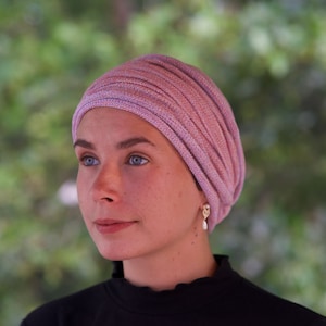 Pearly Pink + others Turban Head Wrap- Alopecia & Chemo Head Cover, Full Head Scarf, Hair Loss Headwear, Canadian Orders Ship from Canada