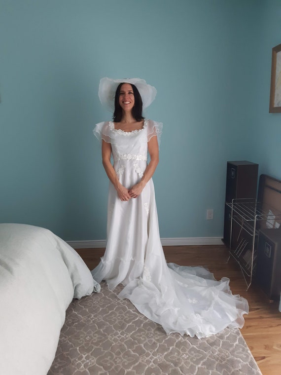 1970s Wedding Dress with Hat