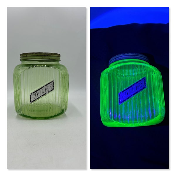 Uranium Glass Hoosier Cookie Jar