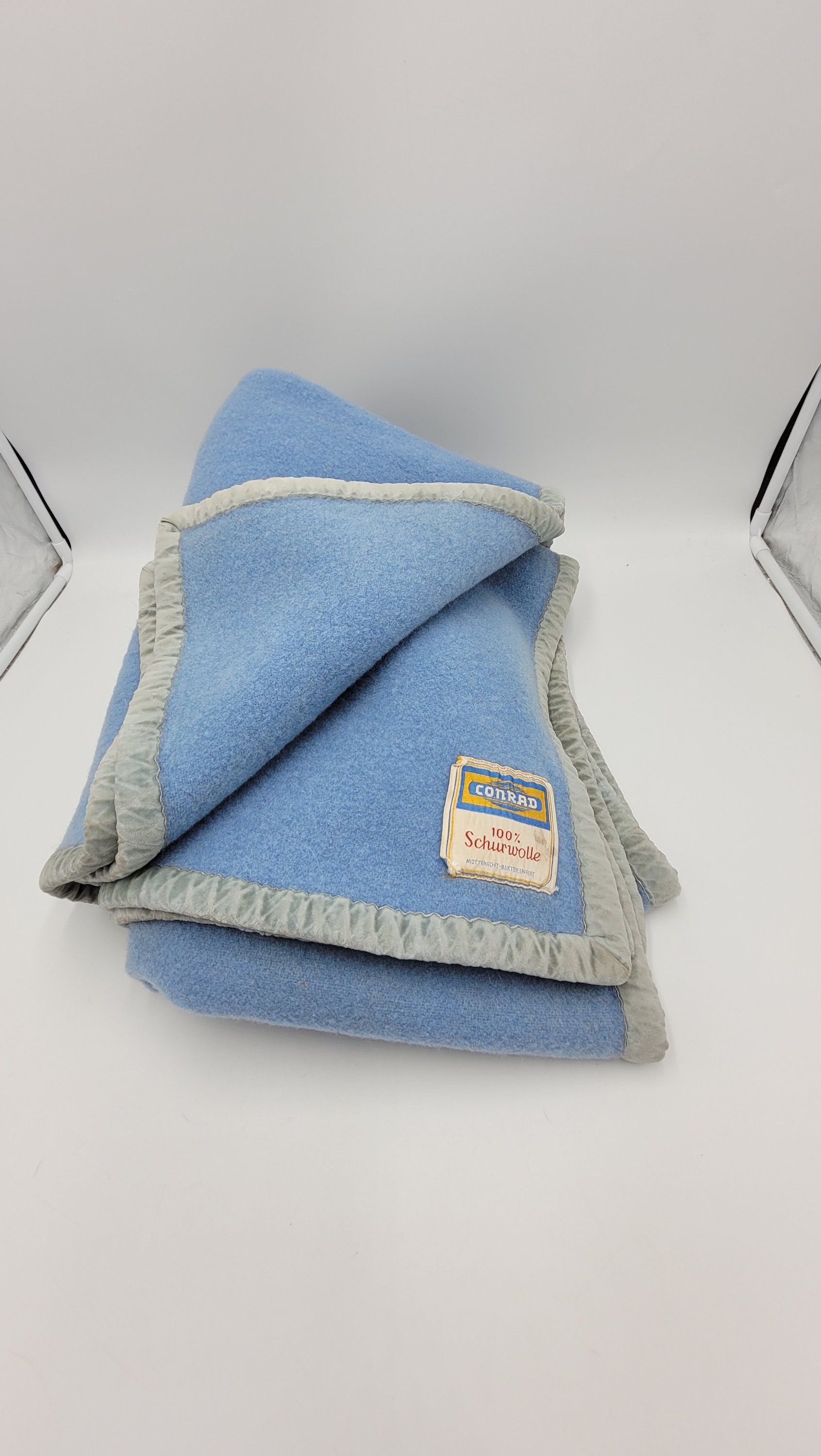 German Conrad 100 Wool Blanket Cot Sized Blue 55 OFF