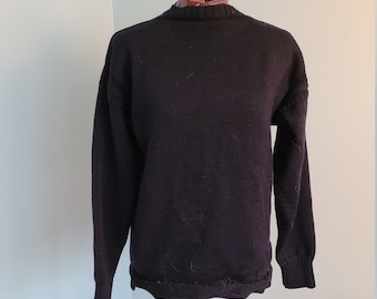 Traditional Guernsey Pure Wool Sweater by le Tricoteur/ Navy/ Medium