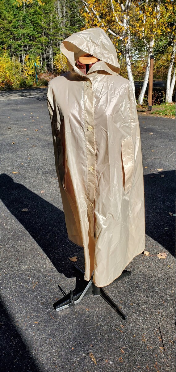 Vintage Aqua Sheen Rain Poncho / Cape