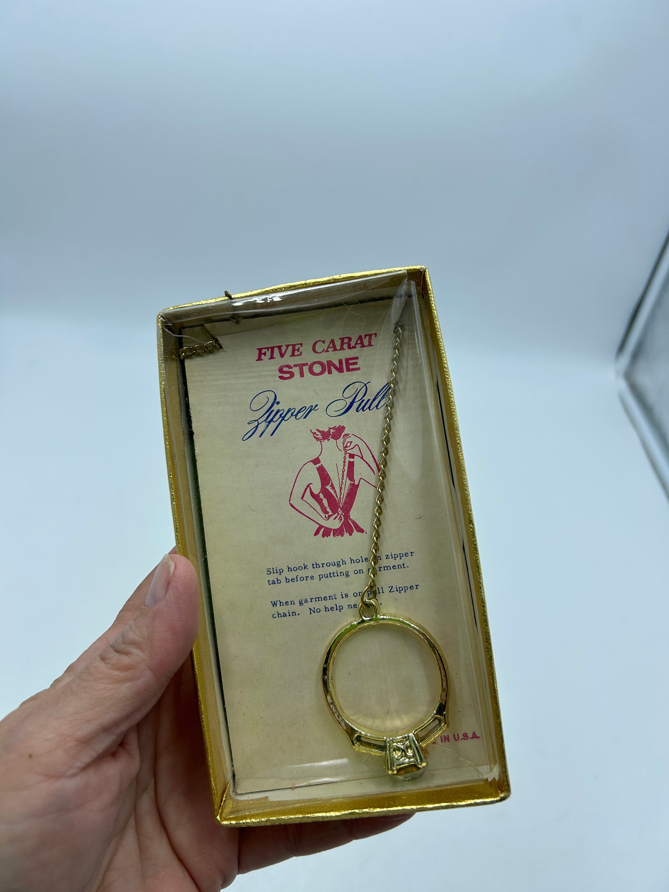 Vintage Dress Zipper Pull Helper Aid Tool 5 Karat Diamond Ring on Chain  with Hook SOLD at Ruby Lane
