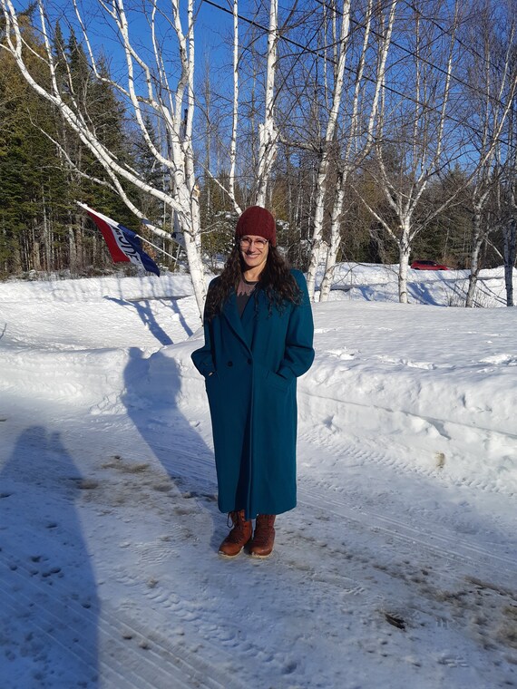 1980s Teal Wool Niccolini Coat - Puffy Sleeves!
