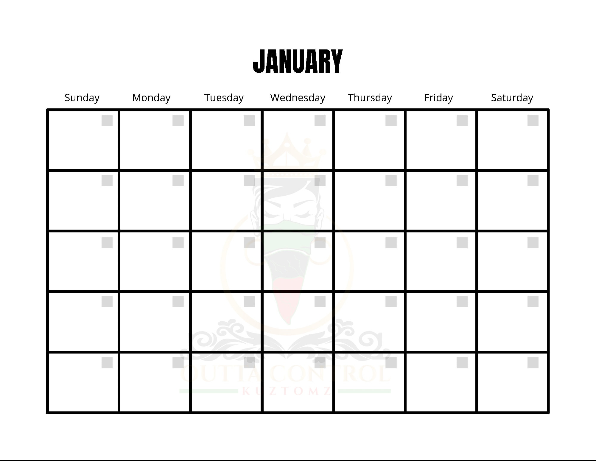 Blank 12 Month Calendar Printable Jpeg and PDF Format Etsy.de