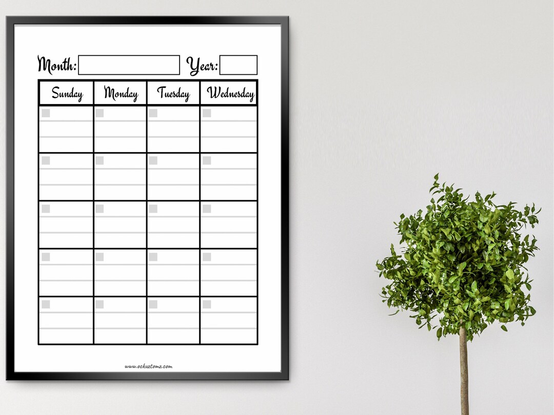 Blank Calendar Printable Download | 8.5 X 11 Vertical Calendar | Blank ...