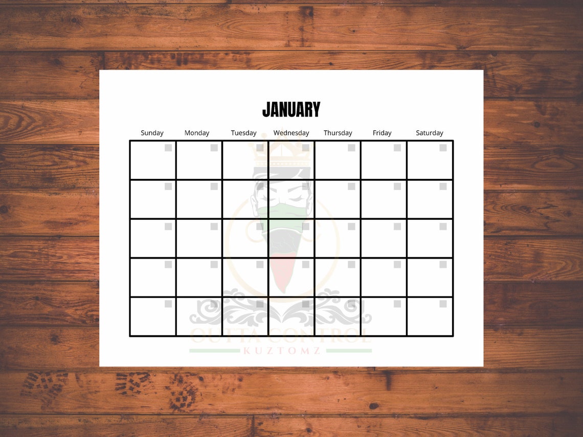Blank 12 Month Calendar Printable Jpeg And Pdf Format Calendar Vertical