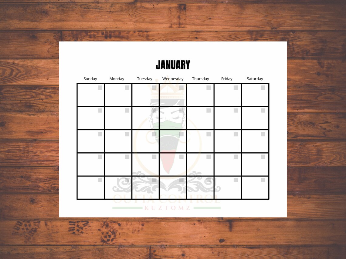 Blank 12 Month Calendar Printable Jpeg And Pdf Format Calendar Vertical