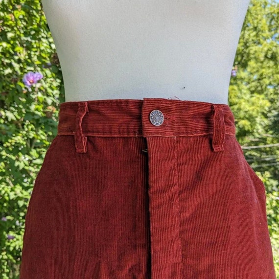 Vintage 70s Skirt. Minimalist Burnt Orange Cordur… - image 4