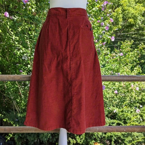 Vintage 70s Skirt. Minimalist Burnt Orange Cordur… - image 6