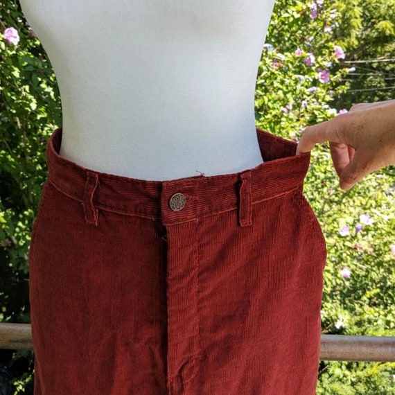Vintage 70s Skirt. Minimalist Burnt Orange Cordur… - image 5