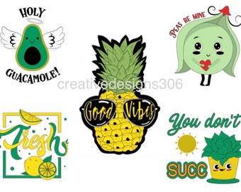 creativedesigns306 coloured svg bundle...pineapple, succulent, lemons, guacamole, pea.