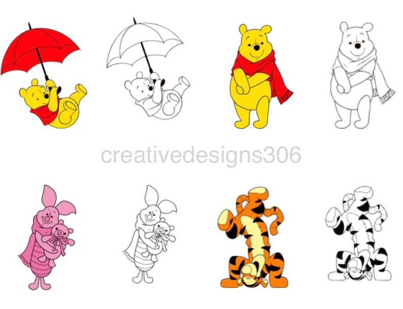 creativedesigns306 coloured svg bundle. Winnie the Pooh. Pooh. Tigger . Piglet. image 1