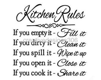 kitchen rules print etsy