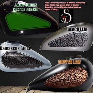 Motorcycle Gas Tank Decal Set. Helps Protect Gas Tank, and cover up emblem scars. Harley, Honda, Yamaha, Indian