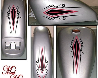 Motorcycle pinstripe decal Set, Coffin style.