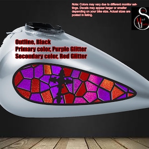 Stained Glass Motorcycle Gas Tank Decal Set: Universal Vinyl Graphics