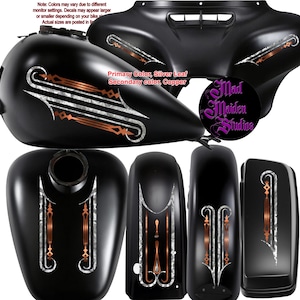 Motorcycle pinstripe decal vinyl graphics set.