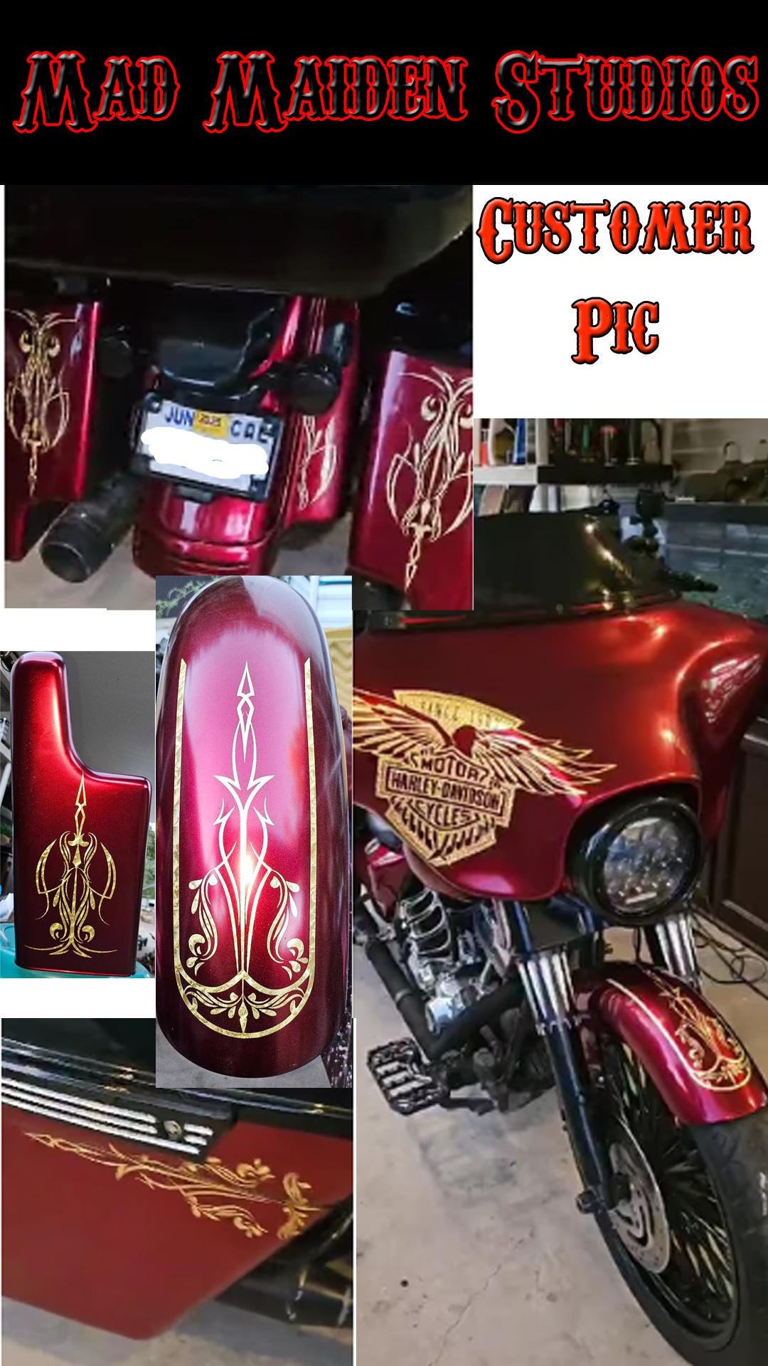 Pinstripe Vinyl Decal Set - Chopper, Bike, Fender, Tank, Car Window Stickers (PS-18) 14 thumbnail image