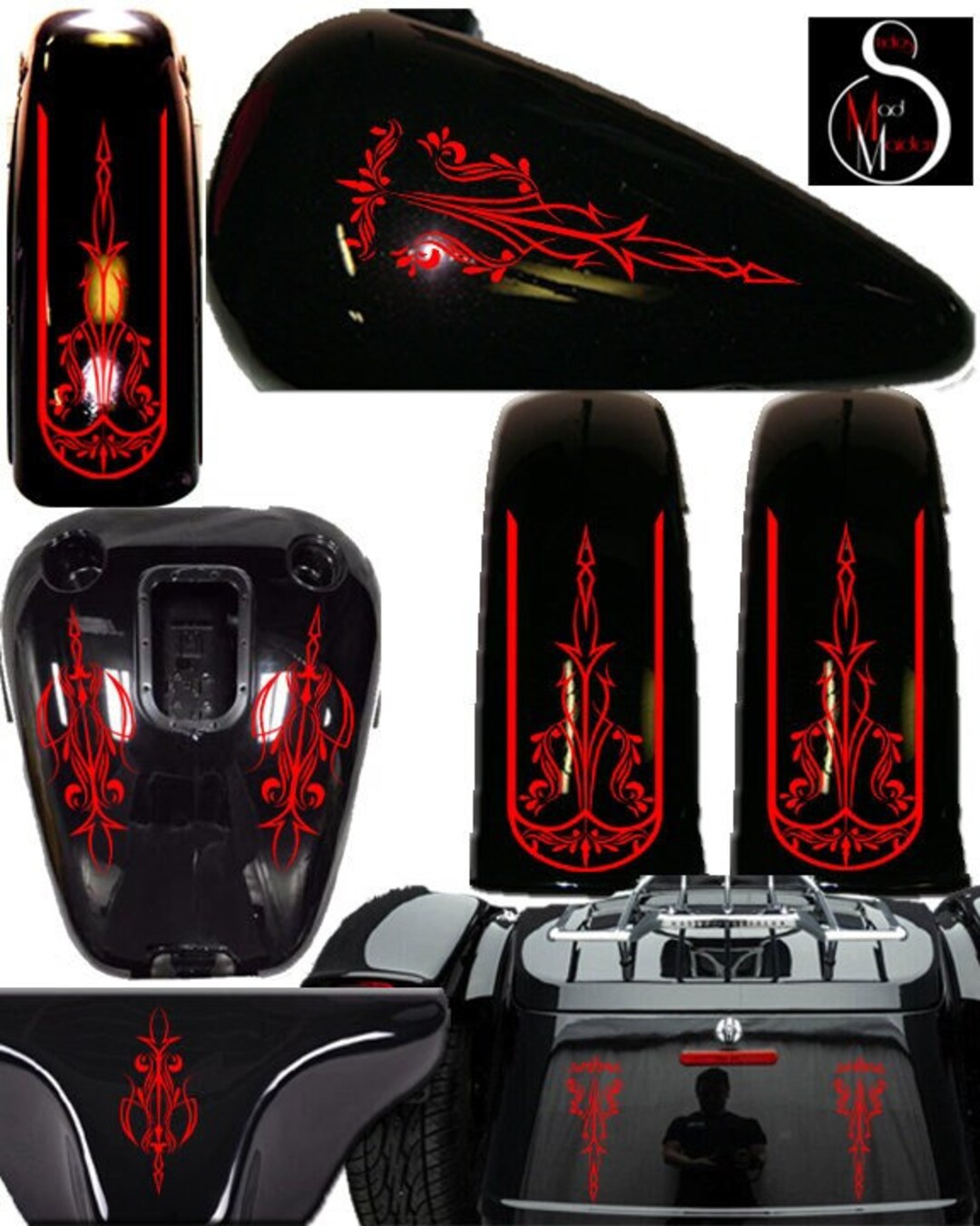 Trike Decal Set, Kit Universal Fit for Honda, Harley, Yamaha, BMW