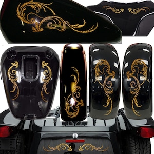 Motorcycle, Trike, floral decals graphic vinyl set, Bike, Bagger, and Trike size option.