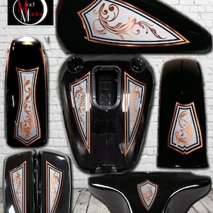 Motorcycle pinstripe decal graphics set. For Honda, Harley, Victory, Yamaha, BMW, Kawasaki, Suzuki, Ducati