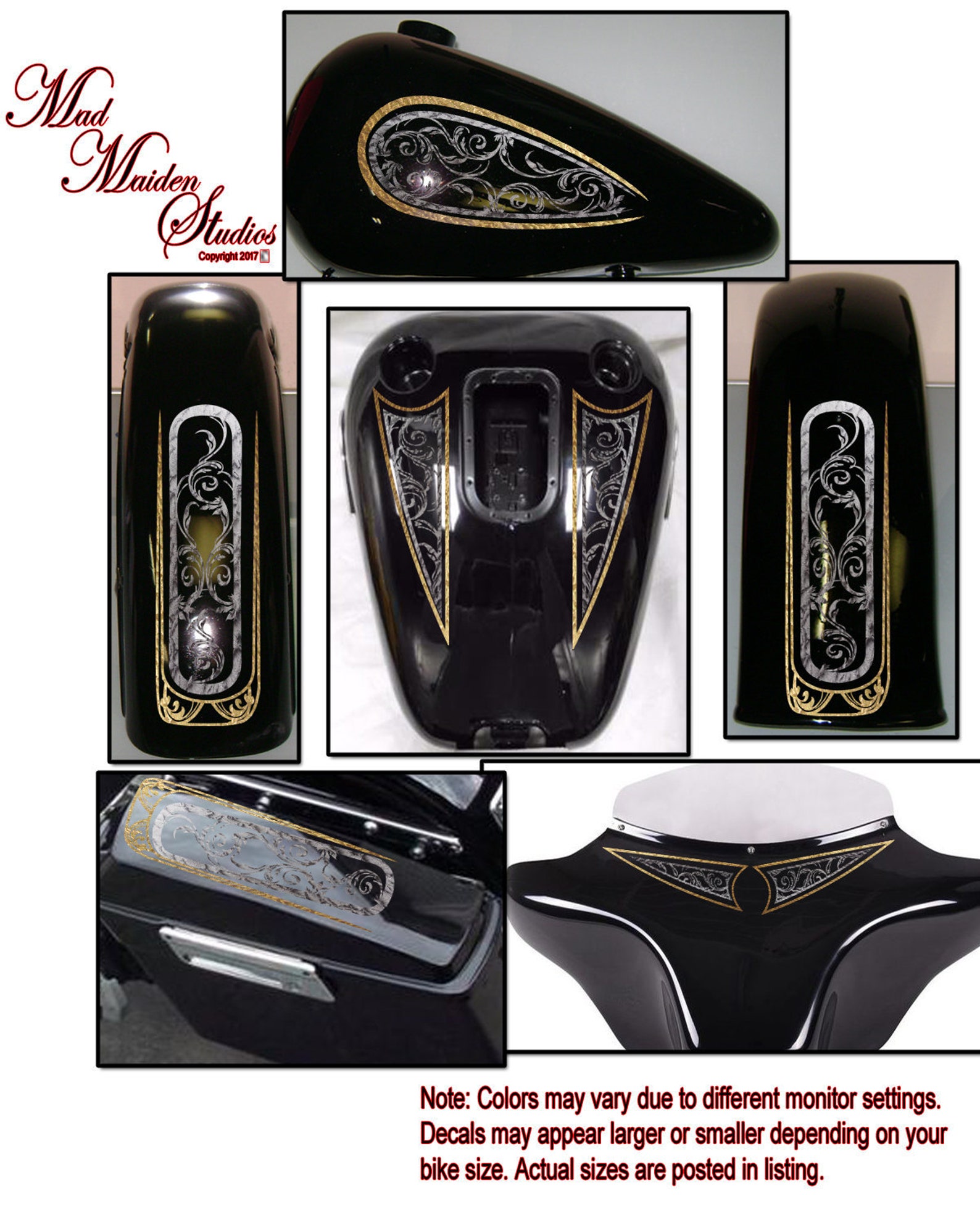 Motorcycle Pinstripe Floral Decal Vinyl Graphics Set Etsy