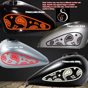 Motorcycle Gas tank Bandana Decal Set. Vinyl graphics set, Harley, Honda, Yamaha, Indian