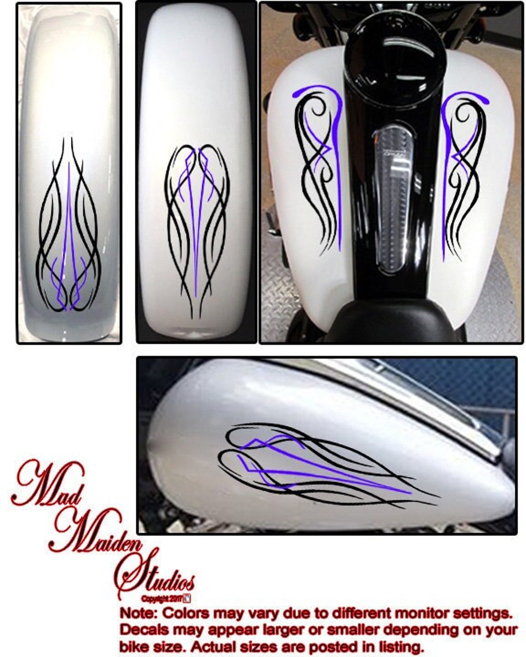 Motorcycle Pinstripe Decal Set Universal Set For, Harley, Honda, Yamaha