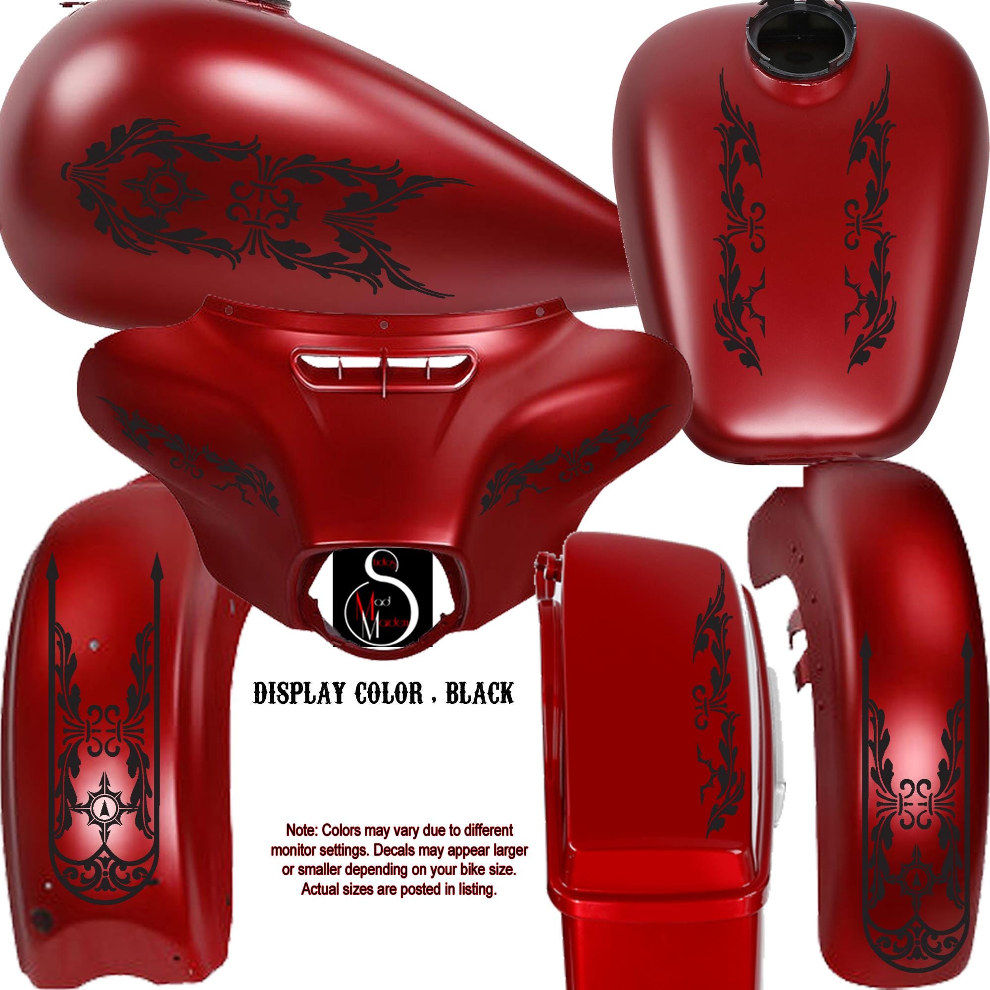 Motorcycle, Trike, Floral Decals Graphic Vinyl Set, Bike, Bagger, and ...