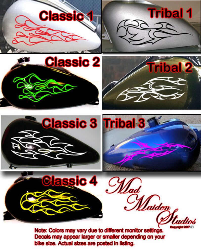 Flame pinstripe set custom Motorcycle decal Etsy