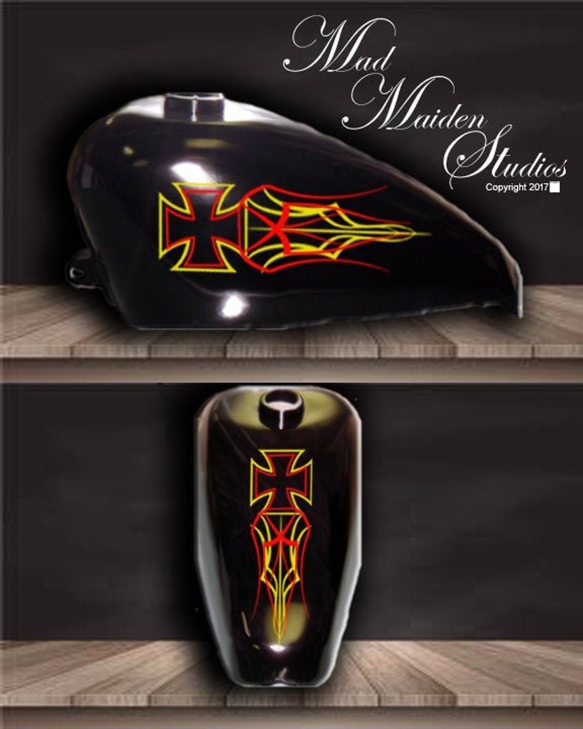 Maltese Cross Motorcycle Pinstripe Decal Set Etsy