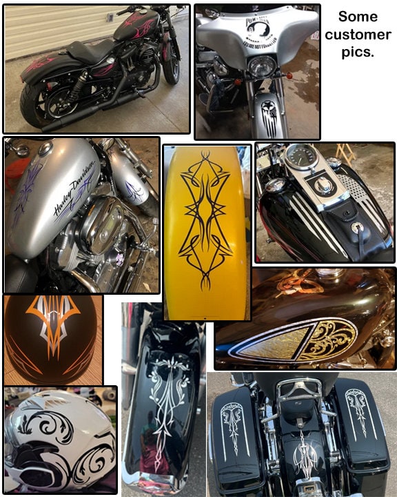 Motorcycle Old School Pinstripe Set for Honda, Harley