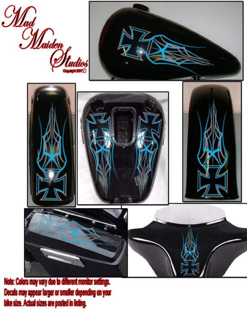 Maltese cross motorcycle pinstripe decal set Etsy