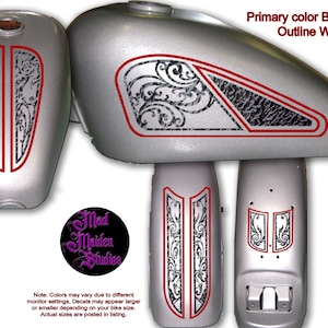 Motorcycle Tank & Fender decal set. Universal for Harley, Honda, Victory, Yamaha, BMW, Kawasaki, Suzuki, Ducati, BMW