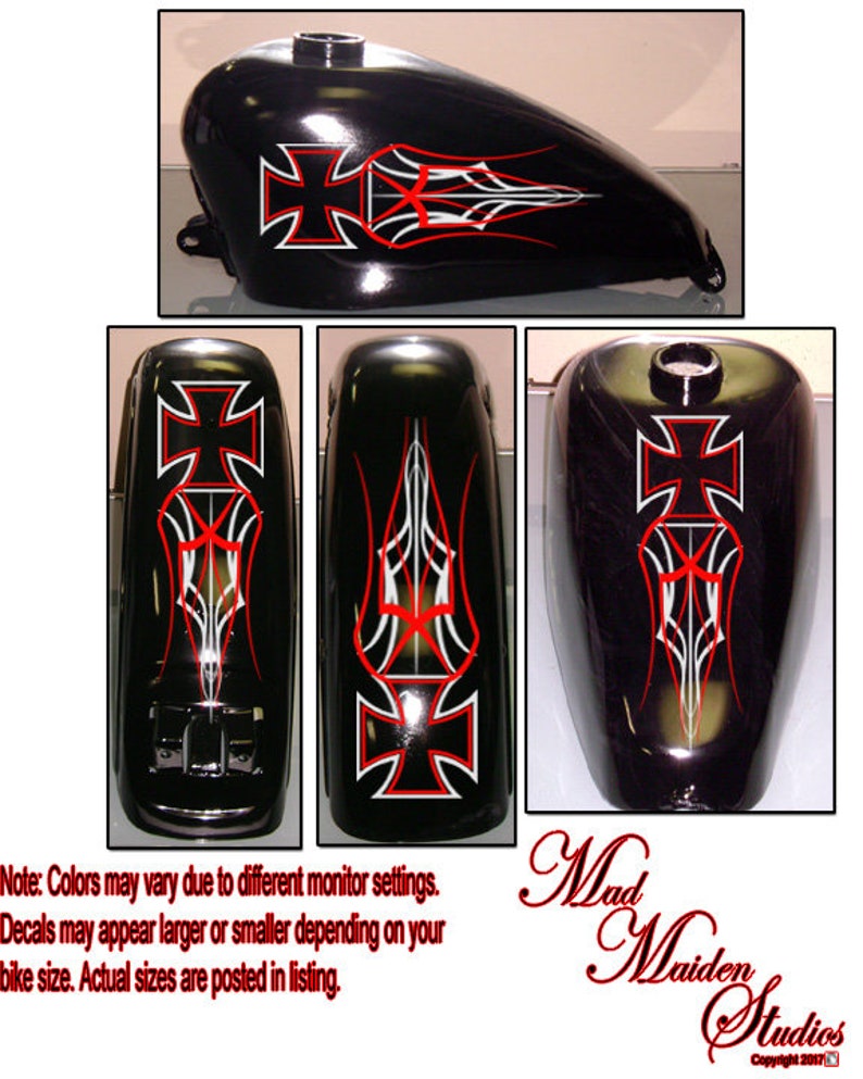 Maltese Cross Motorcycle Pinstripe Decal Set Etsy