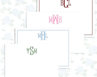 Custom Monogram Stationery Set, Personalized Gift, Flat Cards