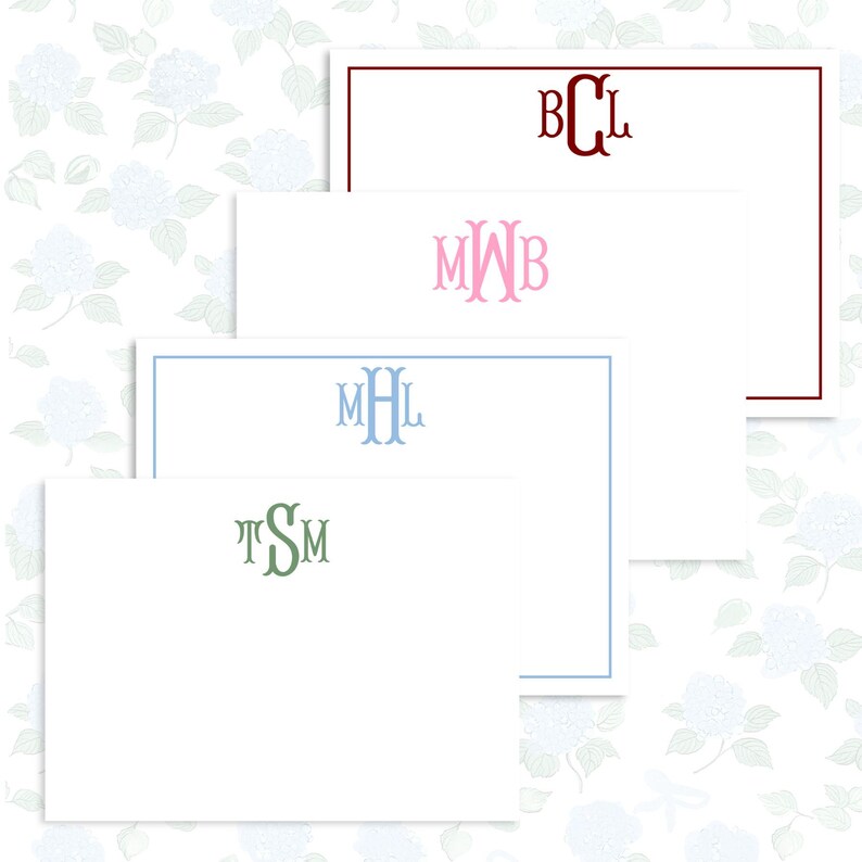 Custom Monogram Stationery Set, Personalized Gift, Flat Cards - Etsy