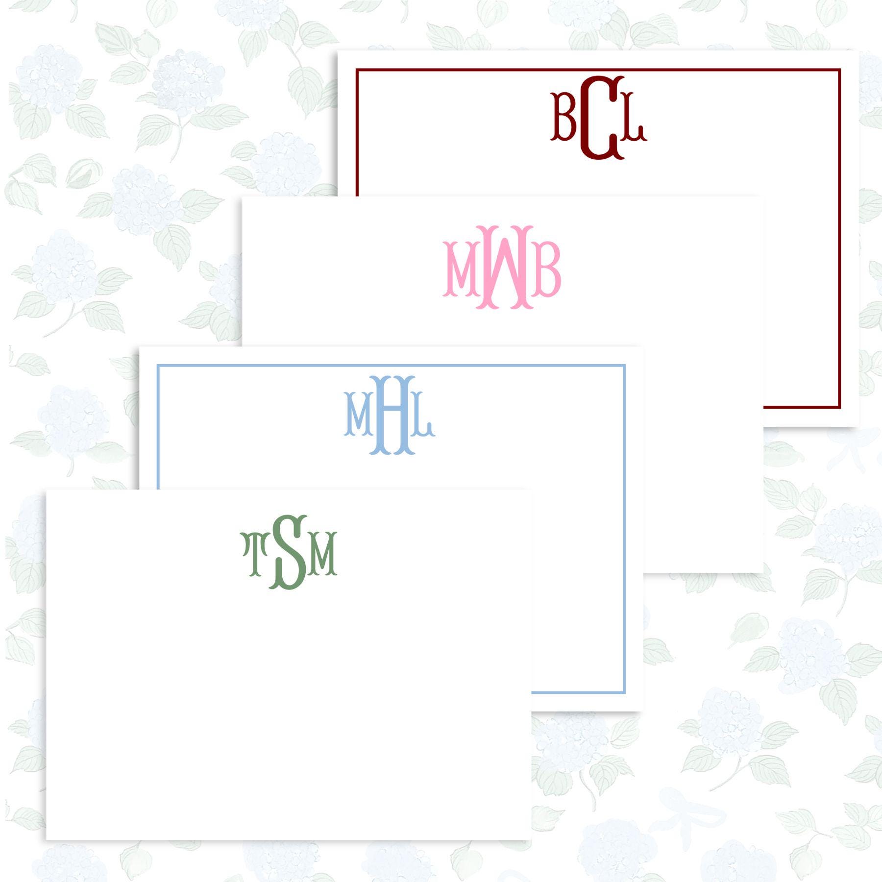 Custom Monogram Stationery Set, Personalized Gift, Flat Cards - Etsy