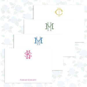 Monogram Stationery, Interlocking Monogram Stationery, Custom Stationery, Stationery Gift Set, Gift for Teacher, Mom, Friend