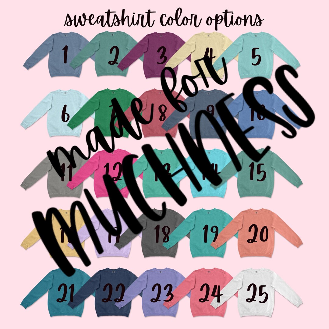 Comfort Colors Sweatshirt Color Chart Mock up Photo Etsy
