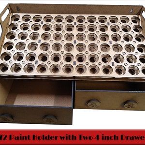 72 Spot Paint Storage Station with 4 inch drawers for Citadel or Vallejo Paint Storage