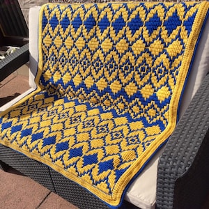 Mediterranean Shores blanket/afghan - overlay mosaic crochet pattern - Digital PDF