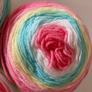 Sunflower Spectrum DK Yarn Cake 100g 360m Pastel Rainbow 100% Acrylic ...