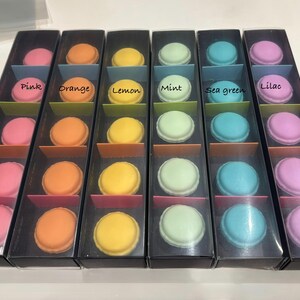 A curated gift set of 5 mini  macaron shape storage pots in presentation box