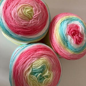 Sunflower Spectrum DK Yarn Cake 100g 360m Pastel Rainbow 100% Acrylic ...