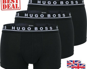 Hugo Boss Mens Boxer Underwear 3 in a pack ALL BLACK