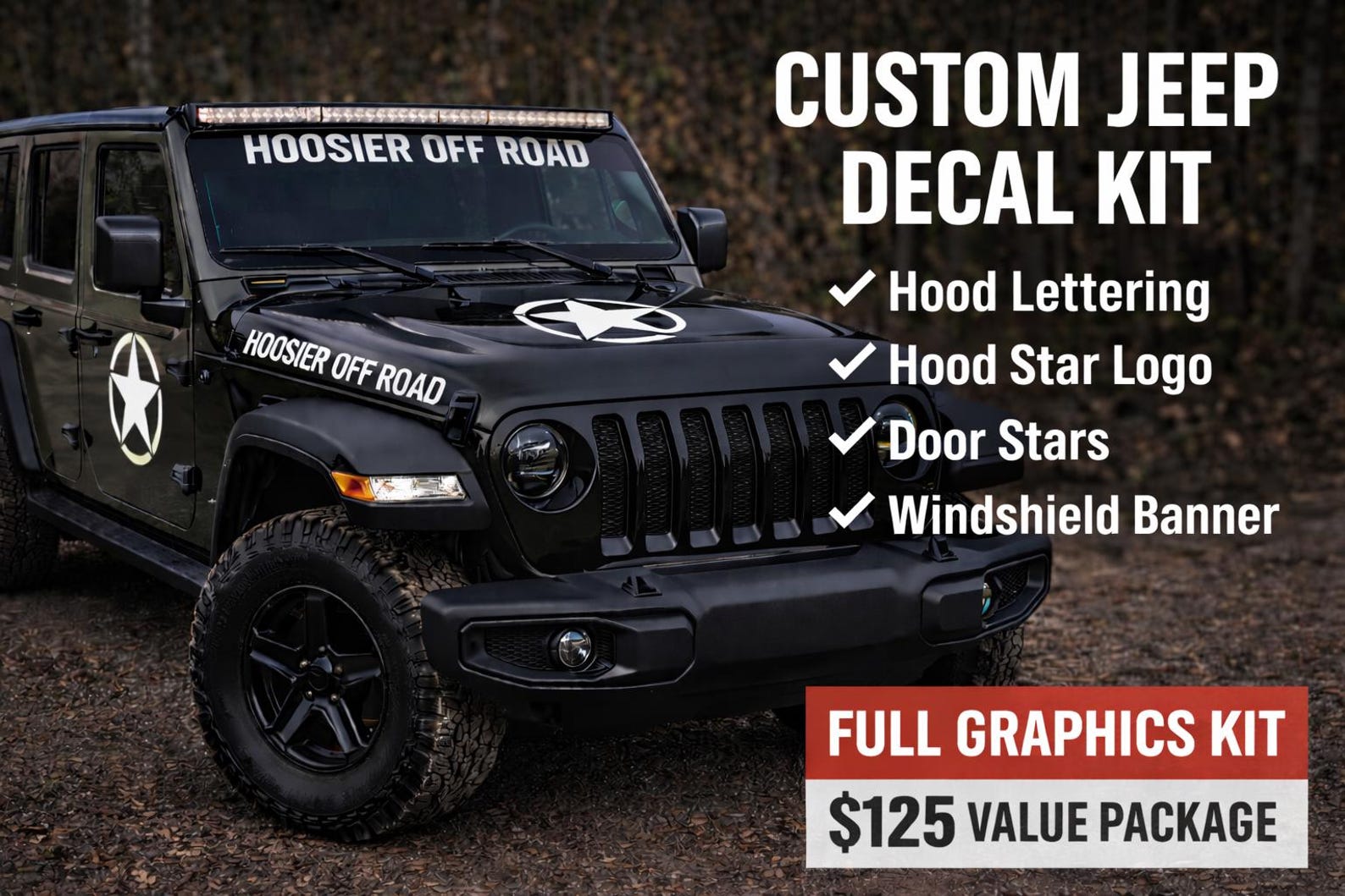 Jeep Custom Lettering Custom Jeep Decal Package| Includes 3 Lettering Decals| 3 Star Logo ...