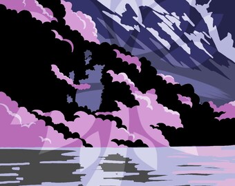 Pink/Purple Mountains River Forest Vertical Phone Wallpaper Lock Screen