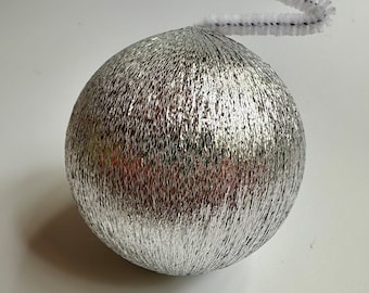 3 Inch Lavender Metallic Silver Satin Spun Ball Christmas Ornament with Foam Core / Make Your Own Pushpin Ornament With Sequins and Beads